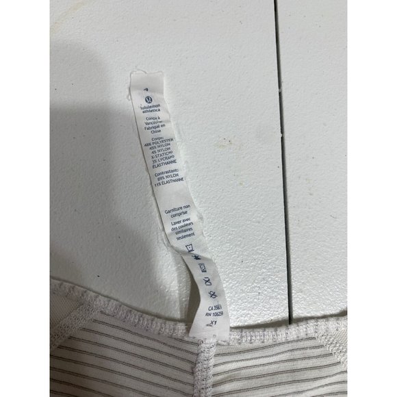 Lululemon Athletica Workout Mesh Shirt Short Sleeve Womens 4 White Green Striped - Picture 8 of 9